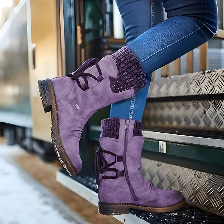 Knit-Cuff Winter Boots