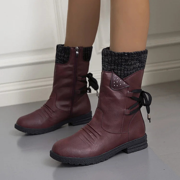 Knit-Cuff Winter Boots
