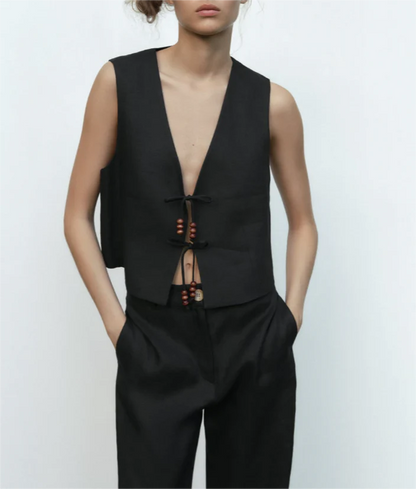 Livia Tie-Front Vest