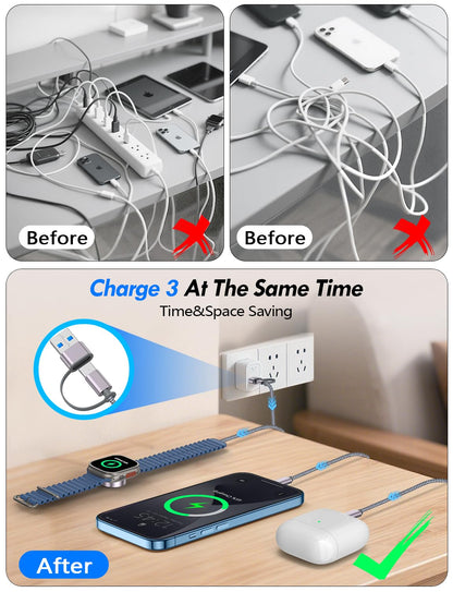 3-in-1 Braided Magnetic Charging Cable Set