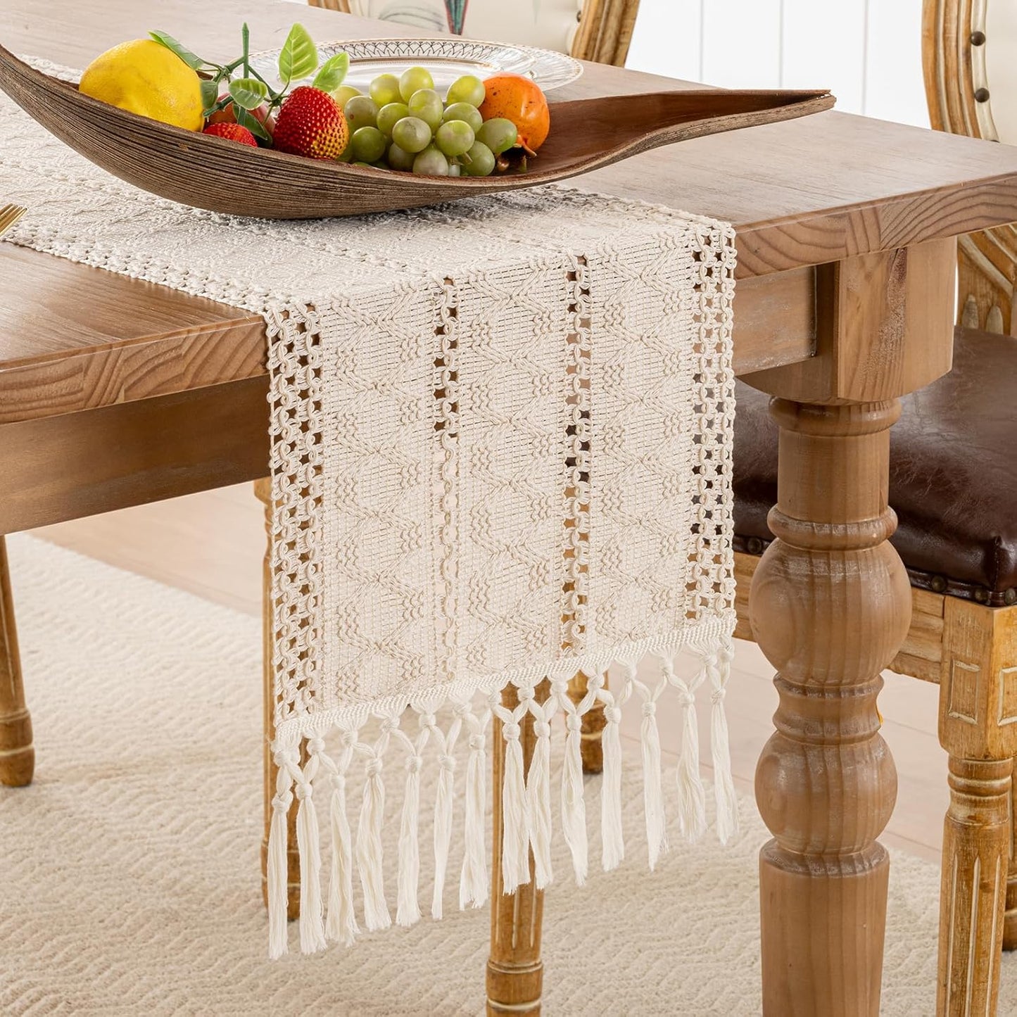 Boho Macrame Cotton Table Runner