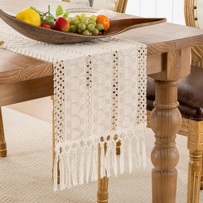 Boho Macrame Cotton Table Runner