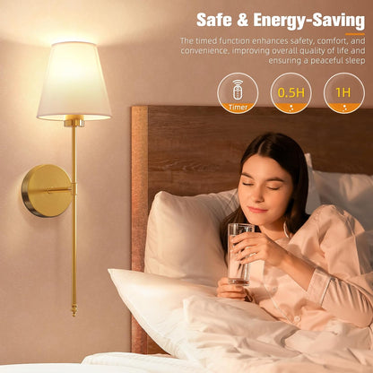 Gold Wall Sconce Set with Remote