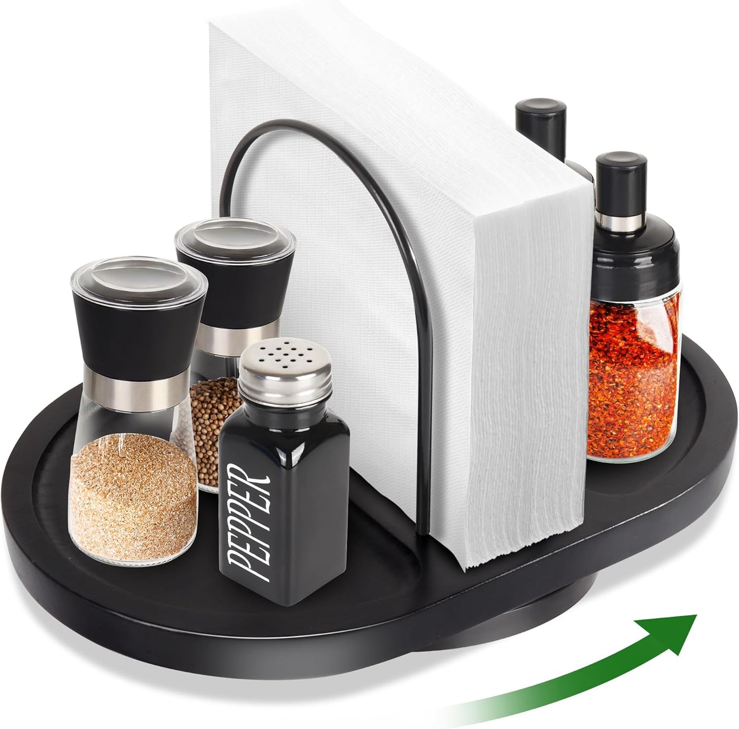 Rotating Condiment Organizer with Napkin Holder