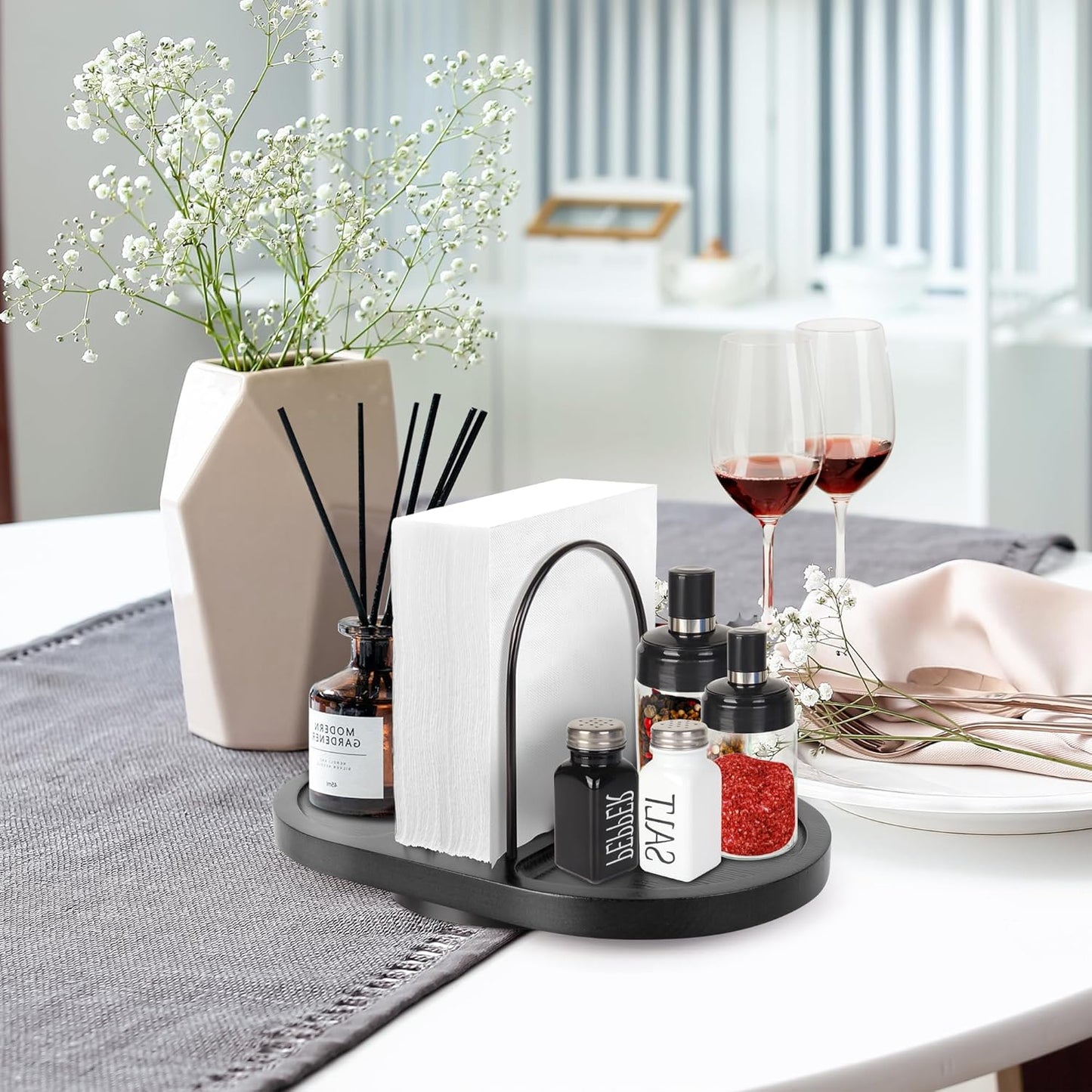 Rotating Condiment Organizer with Napkin Holder
