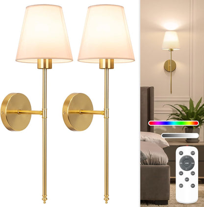 Gold Wall Sconce Set with Remote