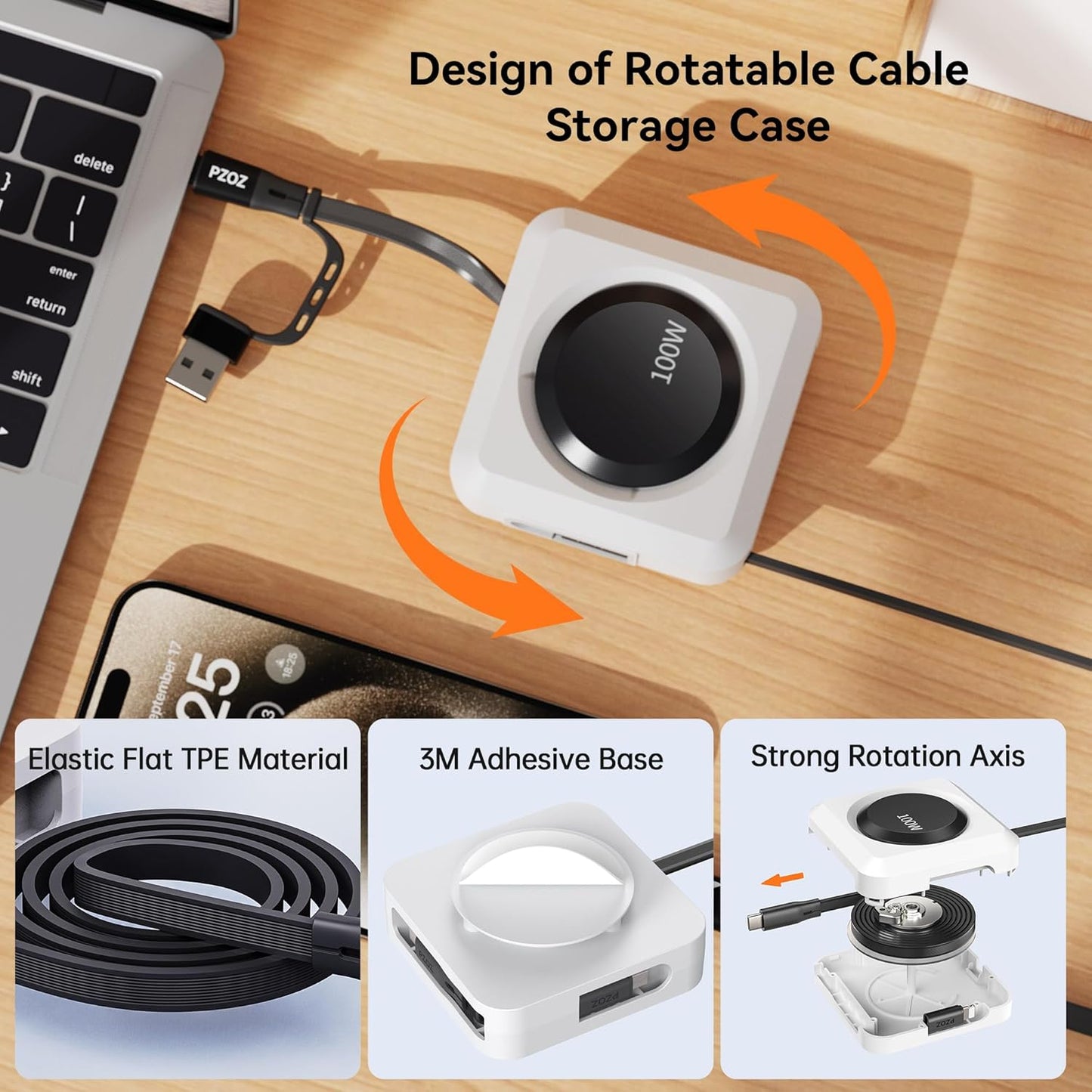 100W Retractable Charging Cable