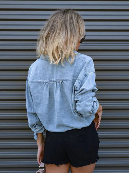 Indie Drawstring Denim Shirt