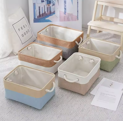 Colorblock Rope Handle Storage Bins