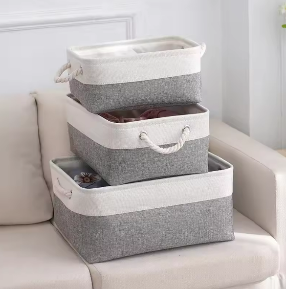 Colorblock Rope Handle Storage Bins