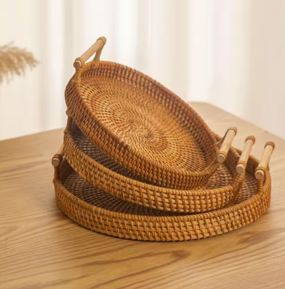 Handwoven Rattan Serving Trays
