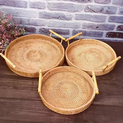 Handwoven Rattan Serving Trays